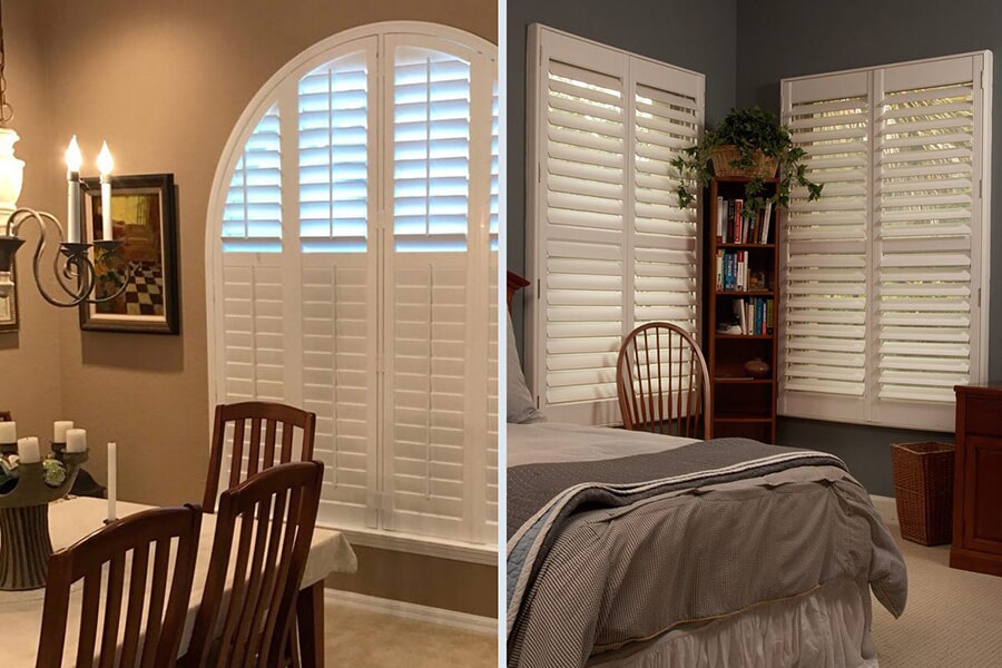 window with white shutters