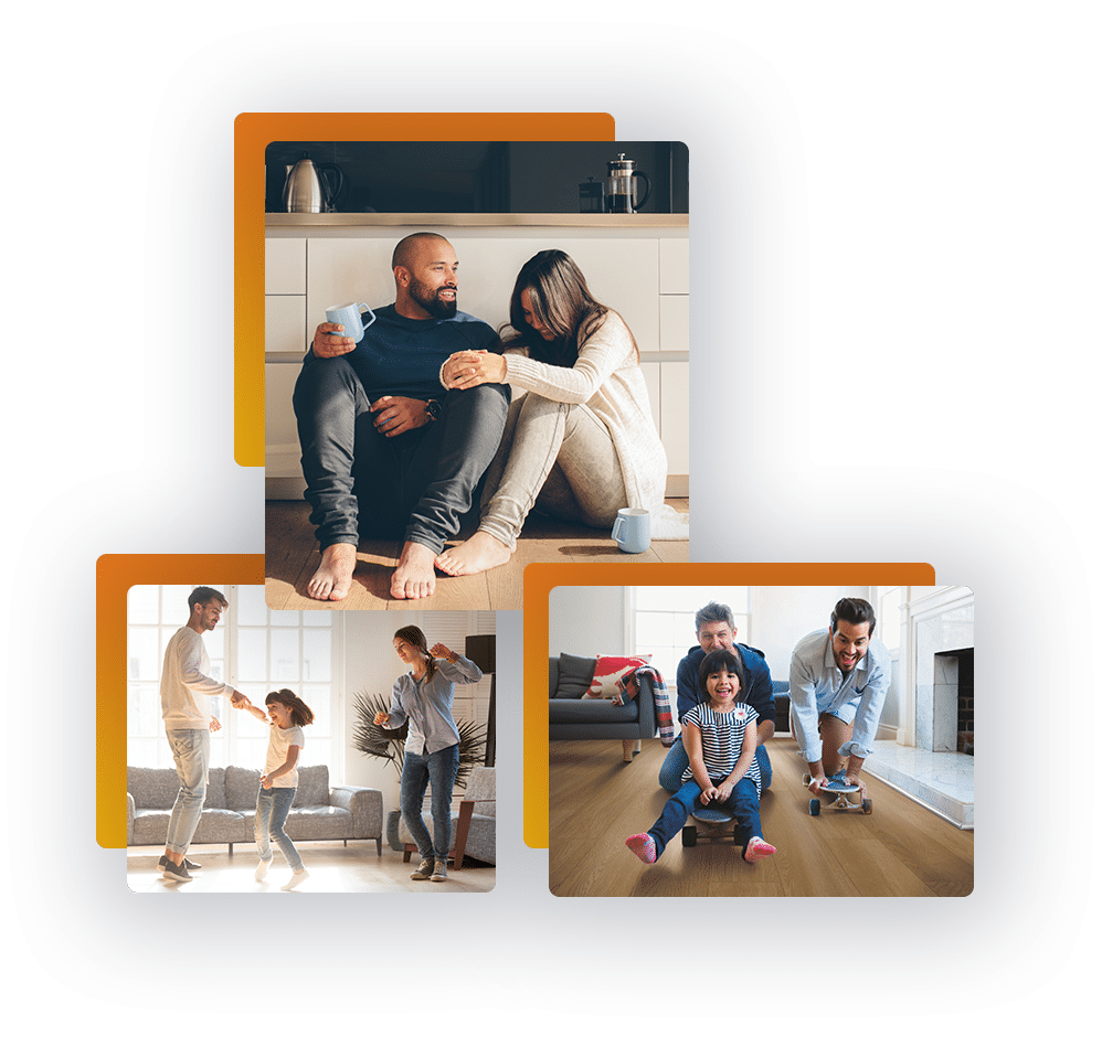 Family spending quality time in a modern living room with warm laminate flooring