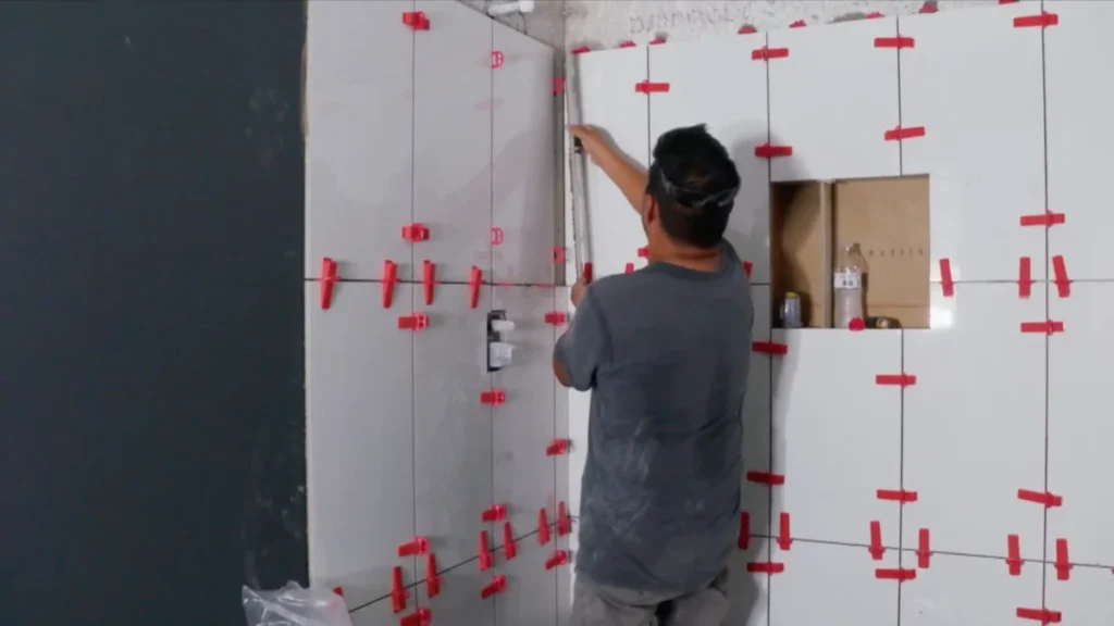 Bob’s Carpet & Flooring Large Format Tile in Shower Enclosure Installation