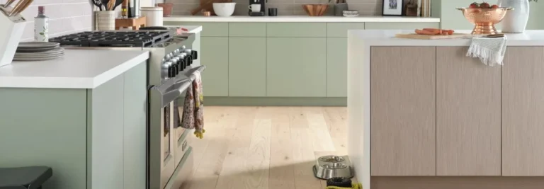 Light hardwood floors in kitchen