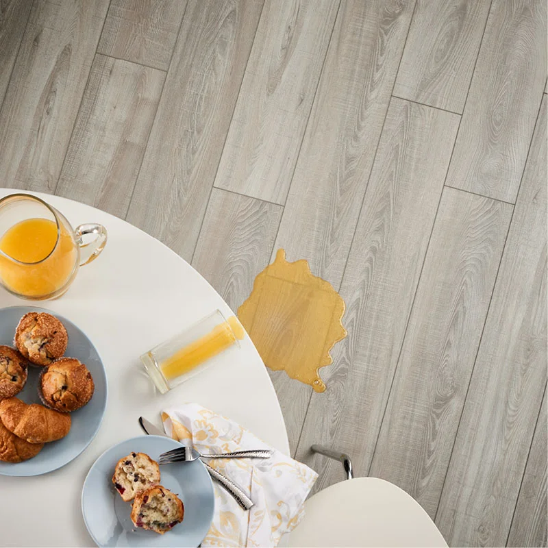 Juice spilled on luxury vinyl flooring